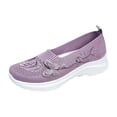 thumbnail image 1 of Domzle Womens Butterfly Embroidered Loafers Orthopedic Loafer Sneakers Wide Fit Comfort Breathable Knit Mesh Slip on Walking Shoes Purple 37, 1 of 3