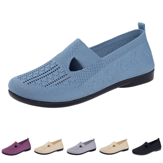 Domzle Womens Casual Breathable Slip On Orthopaedic Walking Sneakers Orthopedic Shoes Non Slip Lightweight Wide Width Breathable Casual Athletic Work Mesh Comfort Blue