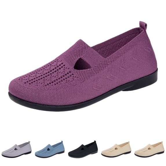 Domzle Womens Casual Breathable Slip On Orthopaedic Walking Sneakers Orthopedic Shoes Non Slip Lightweight Wide Width Breathable Casual Athletic Work Mesh Comfort Purple