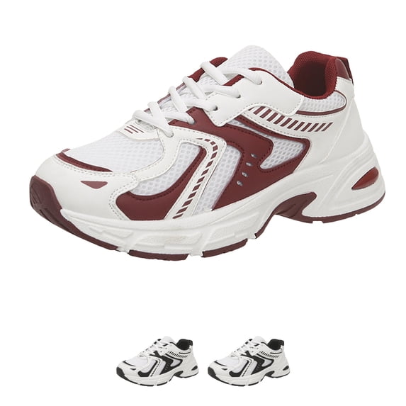 Domzle Womens Chunky Fashion Sneakers Casual Sports Shoes Mesh Breathable Athletic Gym Workout Tennis Shoe Platform Thick Walking Shoes Red 38