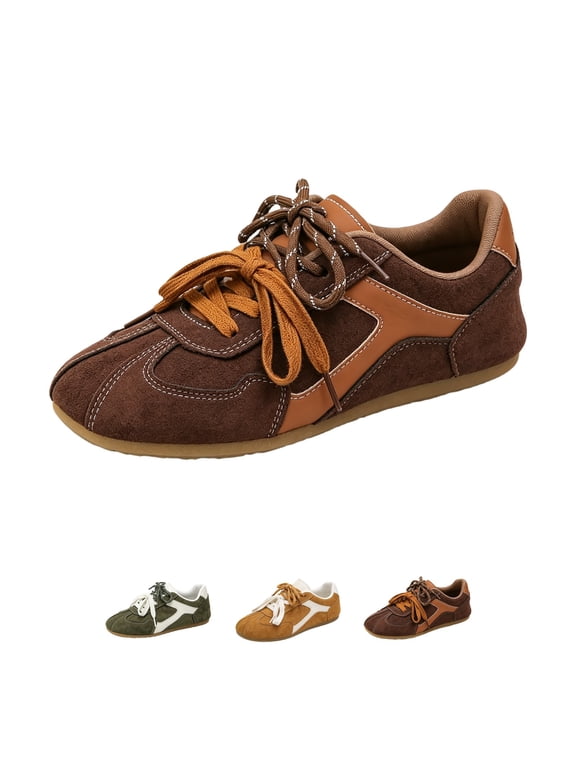Womens Double Strap Casual Flats, Fashion Sneakers for Women, Retro Casual Walking Tennis Shoes Green