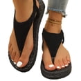 thumbnail image 1 of Domzle Womens Flat Sandals Arch Support Dressy Elastic Slingback Slip On Comfortable Cushioned Summer Walking Work Shoes, Flip Flops Black 9 Wide, 1 of 6