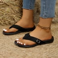 thumbnail image 1 of Domzle Womens Flip Flops Comfortable Outdoor Fasciitis Orthopedic Thong Slip On Walking Sandals Lightweight Non-Slip Summer Beach Slippers Black, 1 of 4