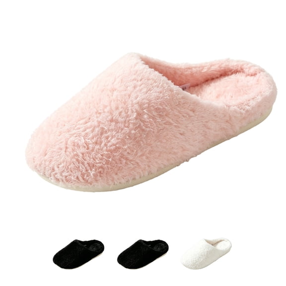 Domzle Womens Fuzzy Slippers Warm Cozy Memory Foam Indoor House Shoes Soft Lightweight Breathable Home Slippers Pink