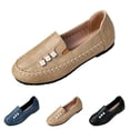 thumbnail image 1 of Domzle Womens Loafers Flats Shoes Comfort Round Toe Slip on Soft Moccasins Dressy Loafer for Driving Walking Black, 1 of 9