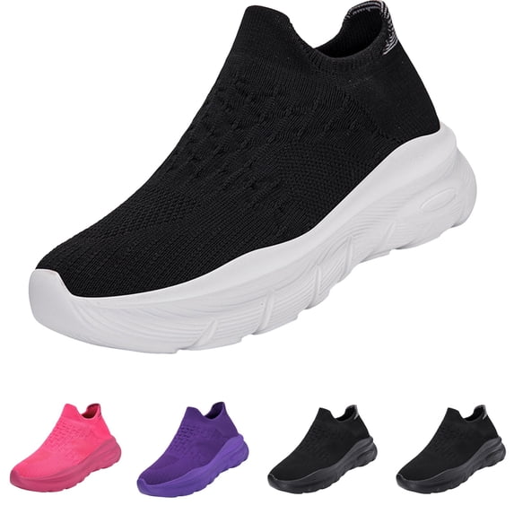 Domzle Womens Mens Slip on Walking Shoes Comfort Lightweight Casual Sneakers Non-Slip Breathable Work Shoes Mesh Sport Casual Fashion Running Sneakers White