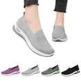 thumbnail image 1 of Domzle Womens Mesh Walking Shoes Summer Breathable Soft Arch Support Walking Anti-Skid Sports Slip On Sneakers Shoes Purple 6 Wide, 1 of 4