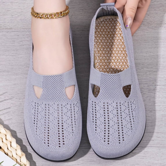 Domzle Womens Orthopedic Shoes 2026 Slip-On Flats Wide Toe Box Casual Sneakers Walking Shoes Non Slip All Season Gray 43