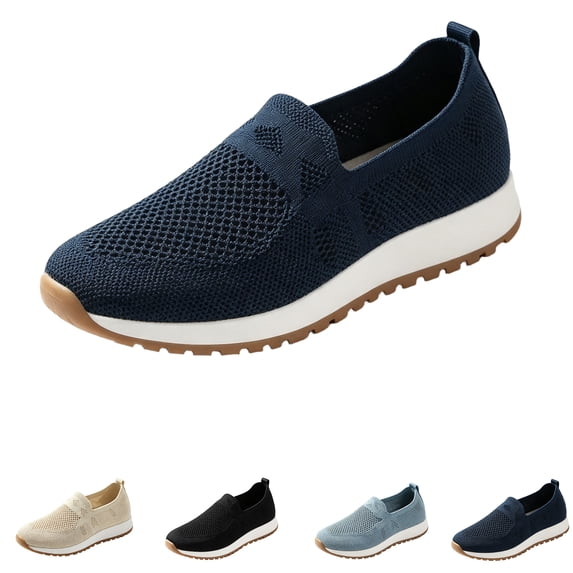 Domzle Womens Slip On Shoes Lightweight Walking Shoes Anti Slip | Breathable Upper, Memory Foam Insoles, Arch Support, Fit for Walking, Travel, Commute, Gifts Light Blue