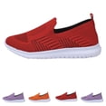 thumbnail image 1 of Domzle Womens Slip on Walking Shoes Comfort Lightweight Breathable Knit Mesh Casual Shoes Non-Slip Fashion Tennis Running Sneakers Red, 1 of 8