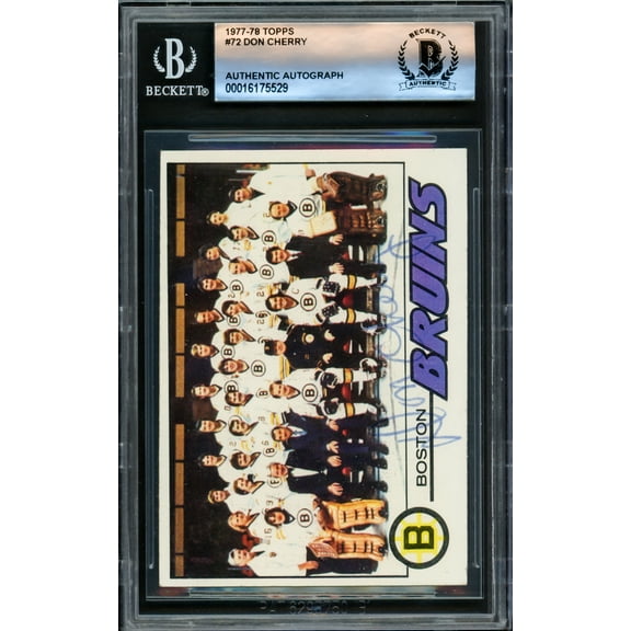Don Cherry Autographed 1977-78 Topps Card #72 Boston Bruins Beckett BAS #16175529
