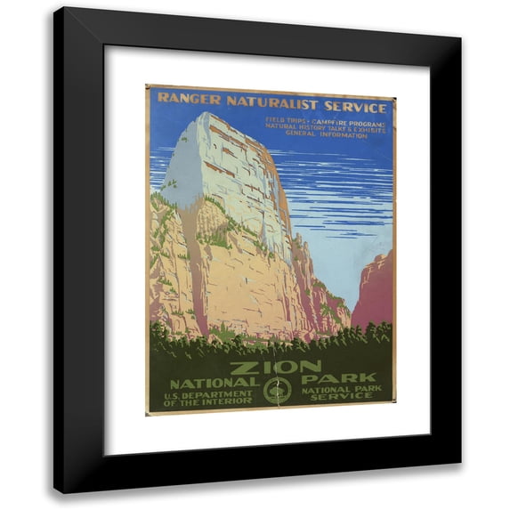 Don Chester Powell 11x14 Black Modern Framed Museum Art Print Titled - Zion National Park, Ranger Naturalist Service (ca. 1938)