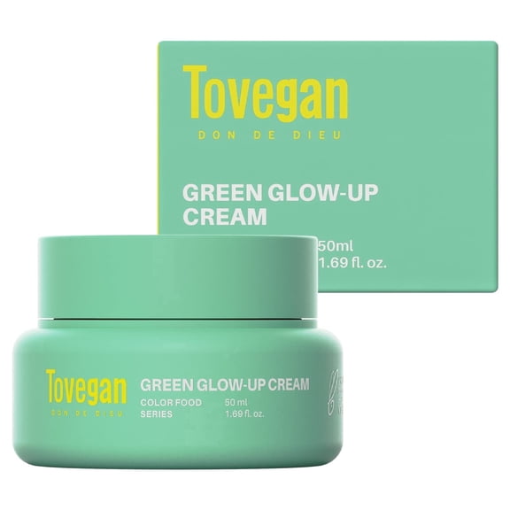 TOVEGAN Green Glow Up CreamMoisturizing Water-Soothing TextureAfter-Sun Calming CareCentella Asiatica 1.69 fl.oz