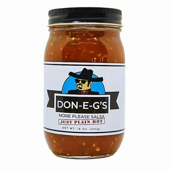 Don-E-G's "More Please" Just Plain Hot Salsa - Authentic Irresistible Homemade Taste, Made with a Secret Family Recipe, Made in Arkansas, 16 oz (1 Pack)
