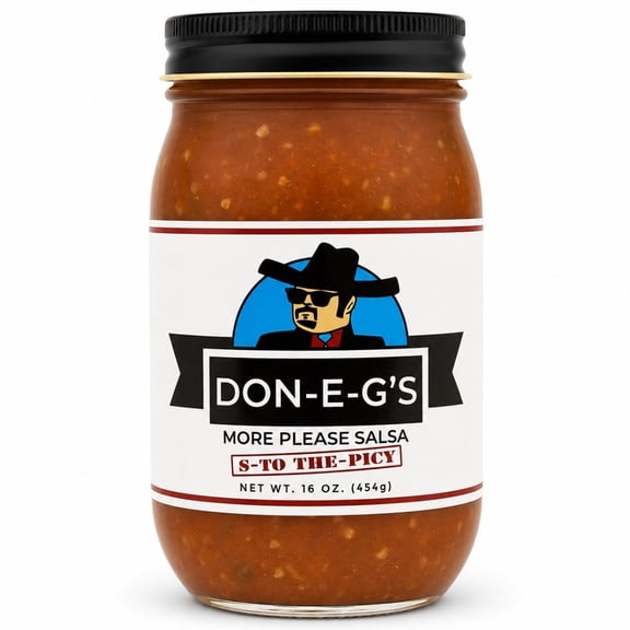 Don-E-G's "More Please" S-TO THE-PICY Salsa - Authentic Irresistible Homemade Taste, Made with a Secret Family Recipe, Made in Arkansas, 16 oz (1 Pack)