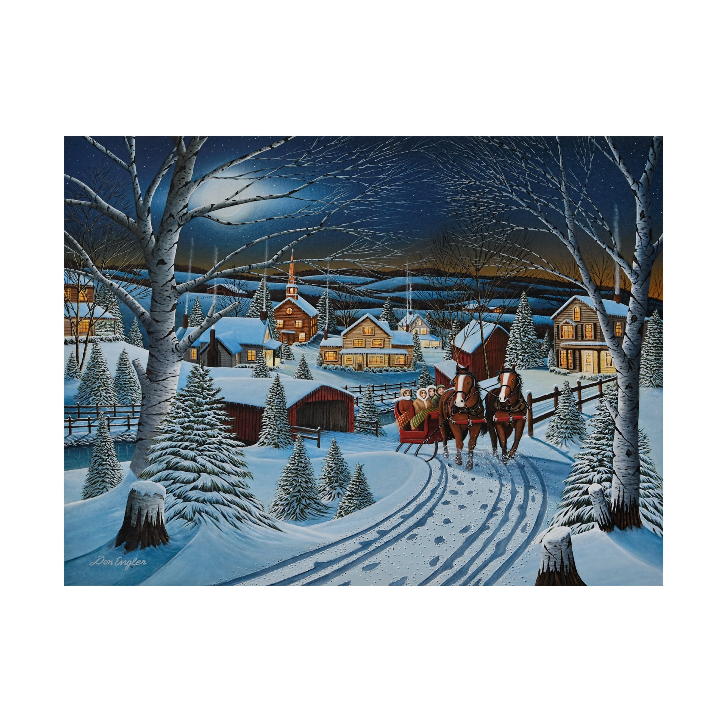 Don Engler 'To Grandmas House' Blue and Brown Landscape Canvas Art