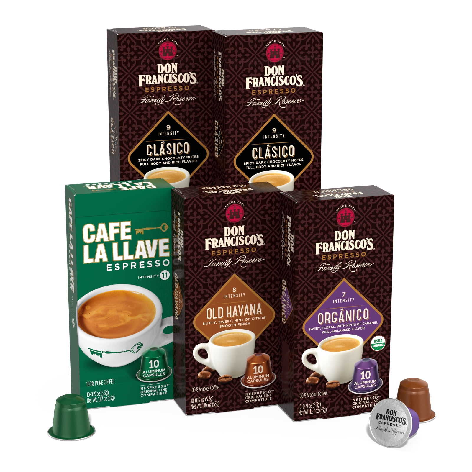 Don Francisco's and Cafe La Llave Espresso Capsule Variety Pack 50
