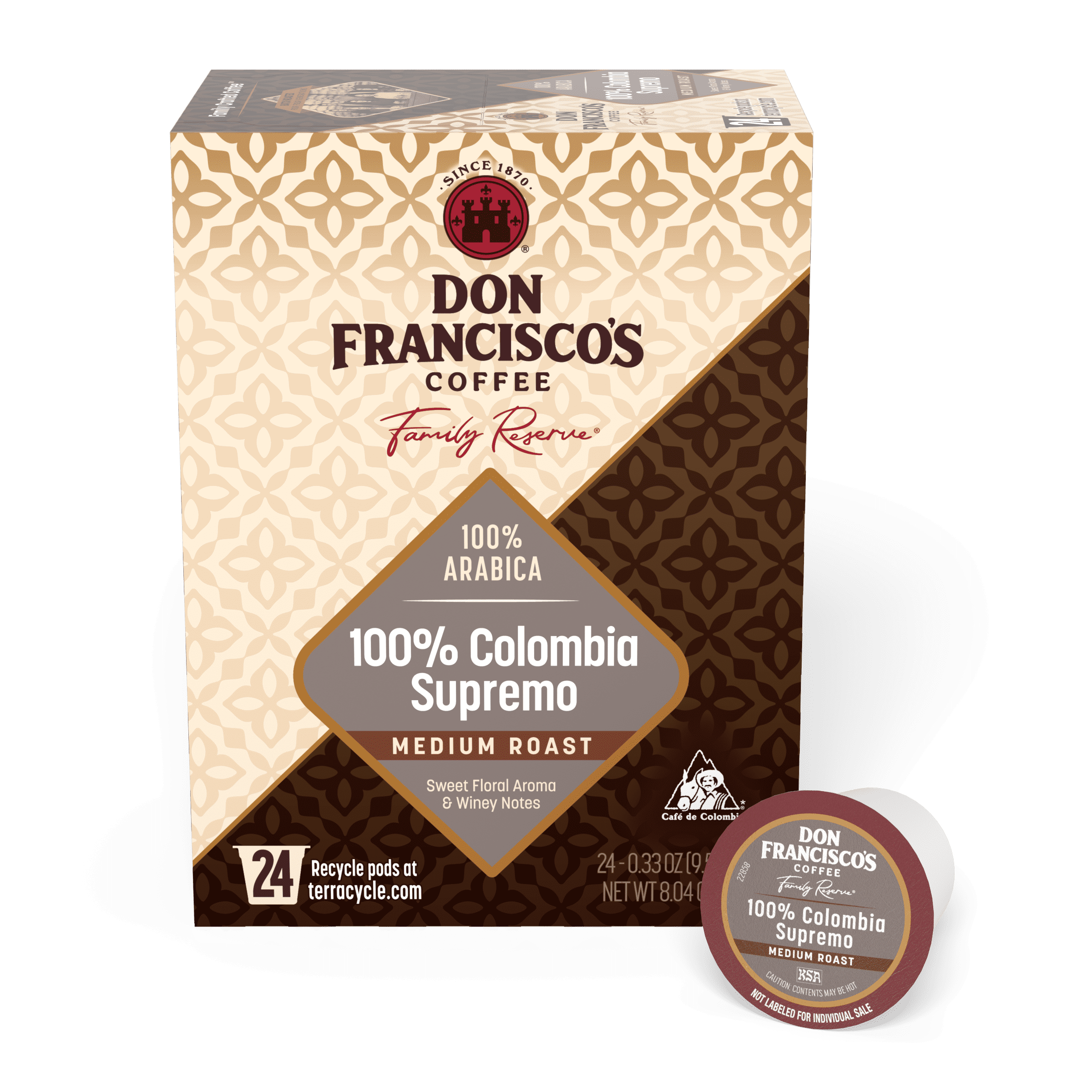 Don Francisco's Coffee Colombian Medium Roast Coffee Pods 24 K-Cup