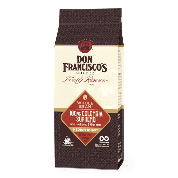 Don Francisco's Colombia Supremo Medium Roast Whole Bean Coffee, 12 oz