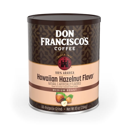 Don Francisco's Hawaiian Hazelnut Ground Flavored Coffee: Rich, Aromatic 100% Arabica Beans - (10 oz Recyclable Can)
