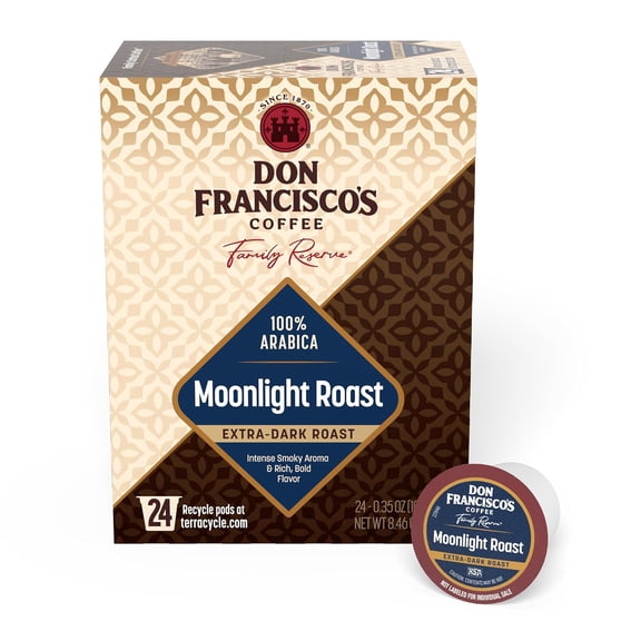 Don Francisco's Moonlight Roast Coffee Pods, 24 Count, Medium Roast, Compatible with Keurig Brewers