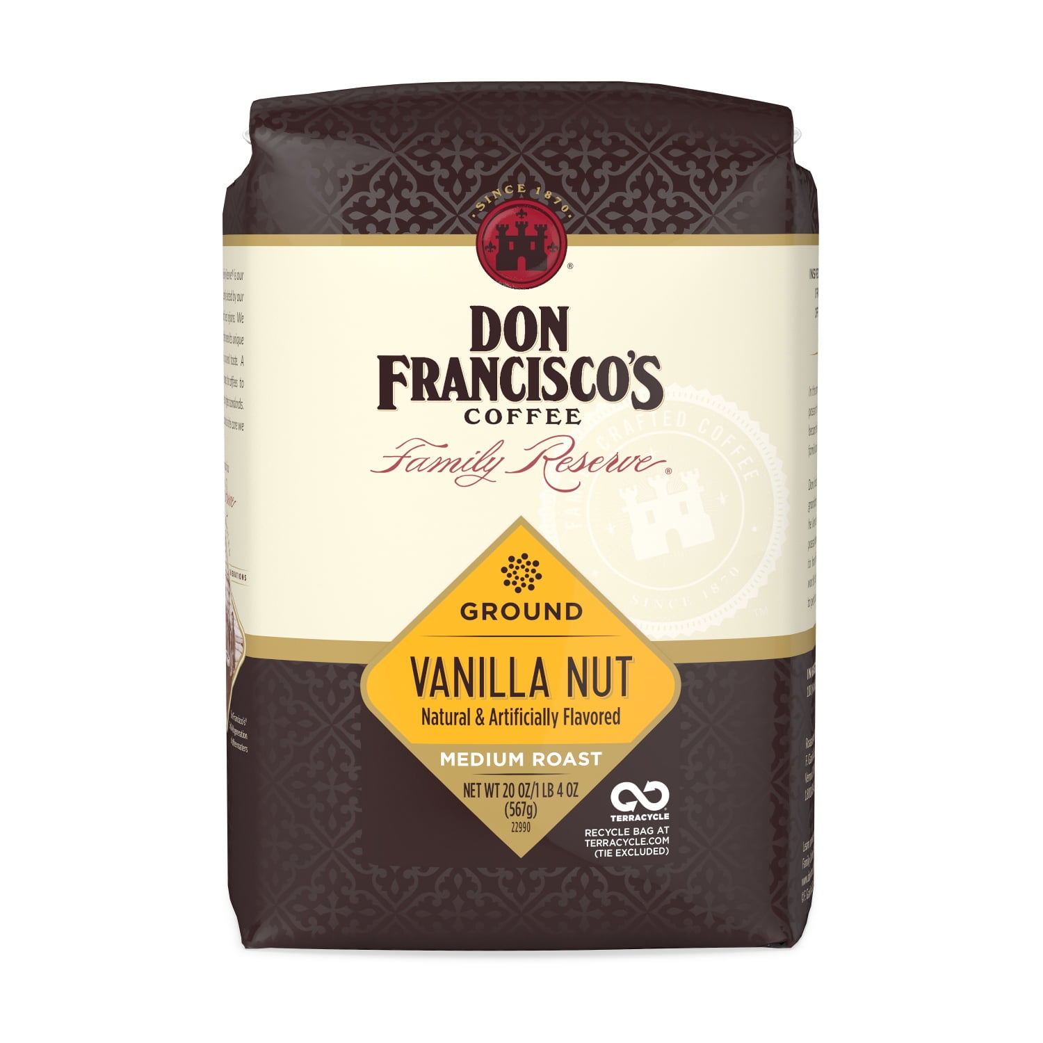 Don Francisco's Vanilla Nut Medium Roast Ground Coffee, 100% Arabica, 20 oz Bag