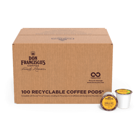 Don Francisco's Vanilla Nut Medium Roast Coffee - 100 K Cups for Keurig Brewers - Flavored 100% Arabica Single-Serve Pods - Recyclable through TerraCycle