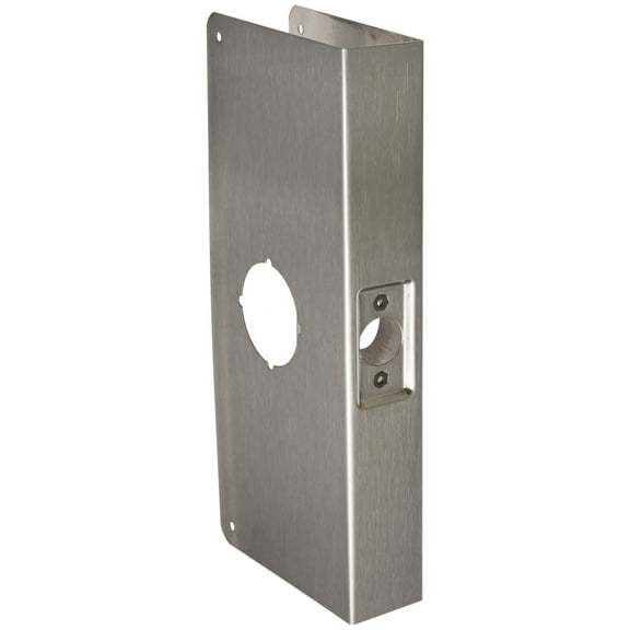 Don-Jo 12-CW 22 Gauge Stainless Steel Classic Wrap-Around Plate, Satin Stainless Steel Finish, 4-1/4" Width x 12" Height, for Cylinder Door Lock with 2-1/8" Hole