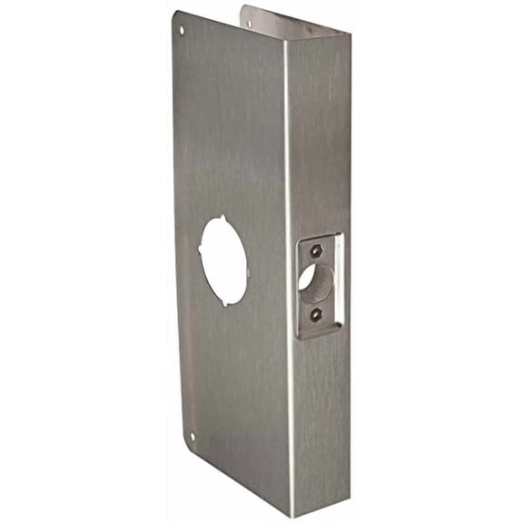 Don-Jo 12-CW-S Stainless Steel Wrap-Around Plate, 5-1/8" x 12", For Cylinder Door Lock with 2-1/8" Hole, 2-3/4" Backset, Satin Stainless Steel Finish