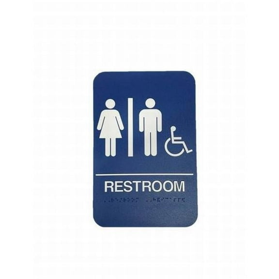 Don-Jo Men & Women Handicap ADA Bathroom Sign, Blue