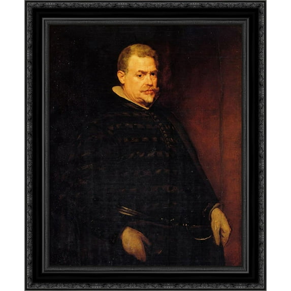 Don Juan Mateos 20x23 Black Ornate Wood Framed Canvas Art by Velazquez, Diego Rodriguez de Silva