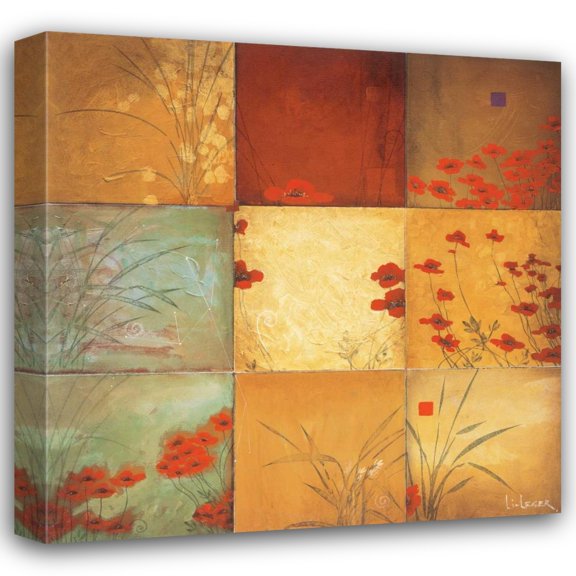 Don Li-Leger 36x36 Gallery Wrapped Canvas Wall Art Titled - Poppy Nine Patch