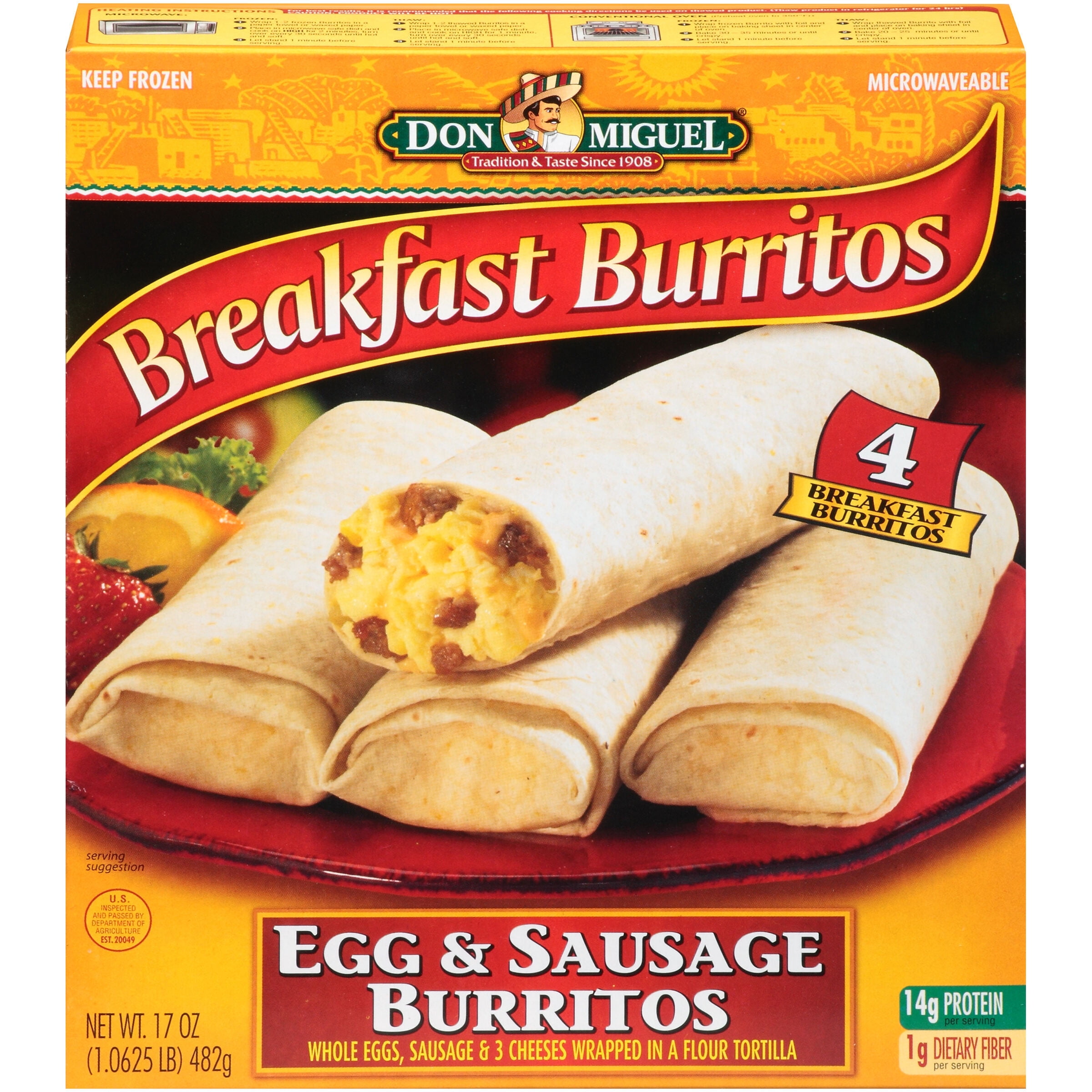 Don Miguel® Egg & Sausage Breakfast Burritos 4 ct Box