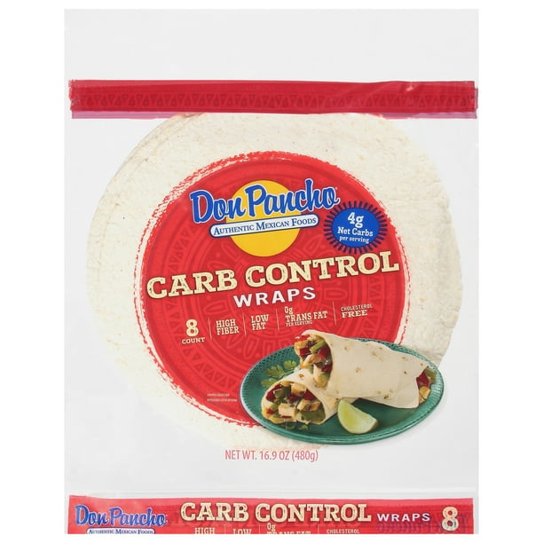Don Pancho Low Carb Low Fat Whole Wheat Large 8 Ct Wraps 17 oz Bag