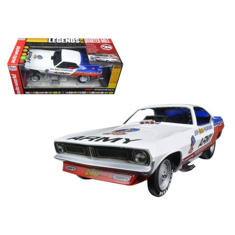 ミニカー DON PROUDHOMME'S ARMY SNAKE CUDA Don Prudhomme Army 1973 Plymouth Cuda Funny Car Red, White