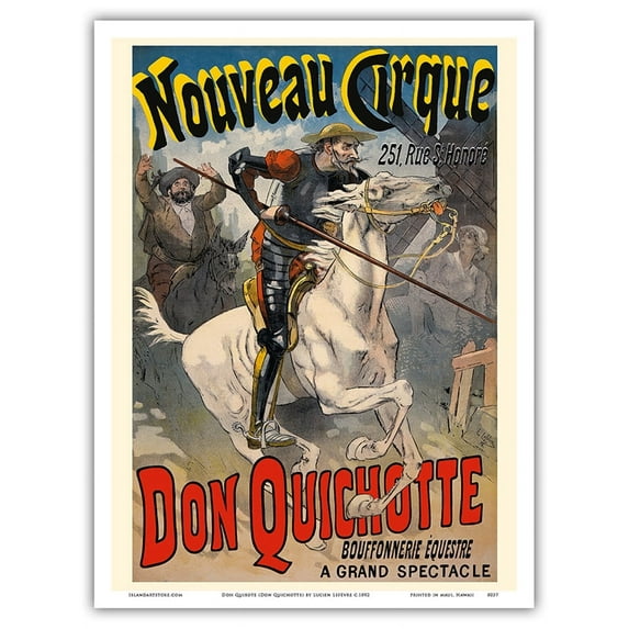 Don Quixote (Don Quichotte) - New Circus (Nouveau Cirque) - Great Horse Show - Vintage Circus Poster by Lucien Lefèvre c.1892 - Master Art Print (Unframed) 9in x 12in