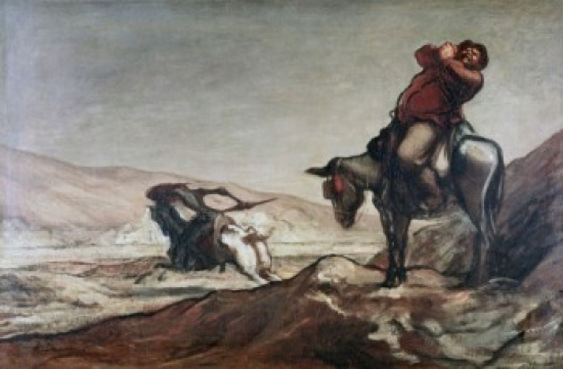 Don Quixote & Sancho Panza ca 1855 Honore Daumier (1808-1879 French) Private collection Canvas Art - Honore Daumier (24 x 36)