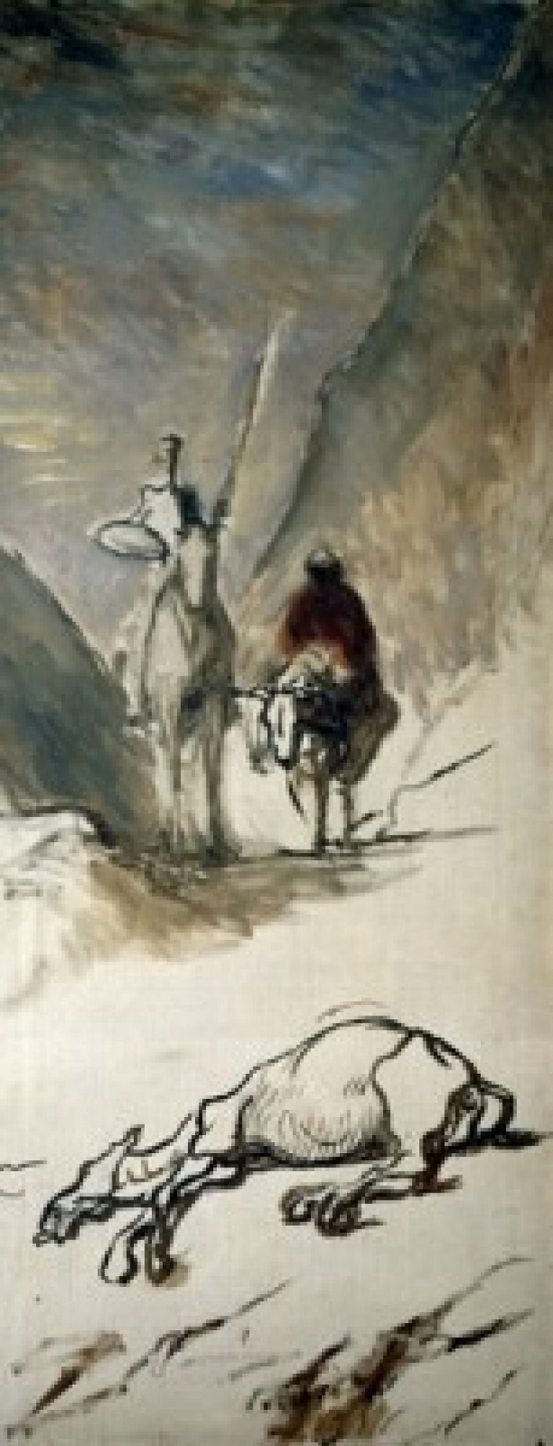 Don Quixote and Dead Mule by Honore Daumier (1808-1879) France Paris Musee dOrsay Canvas Art - Honore Daumier (18 x 24)