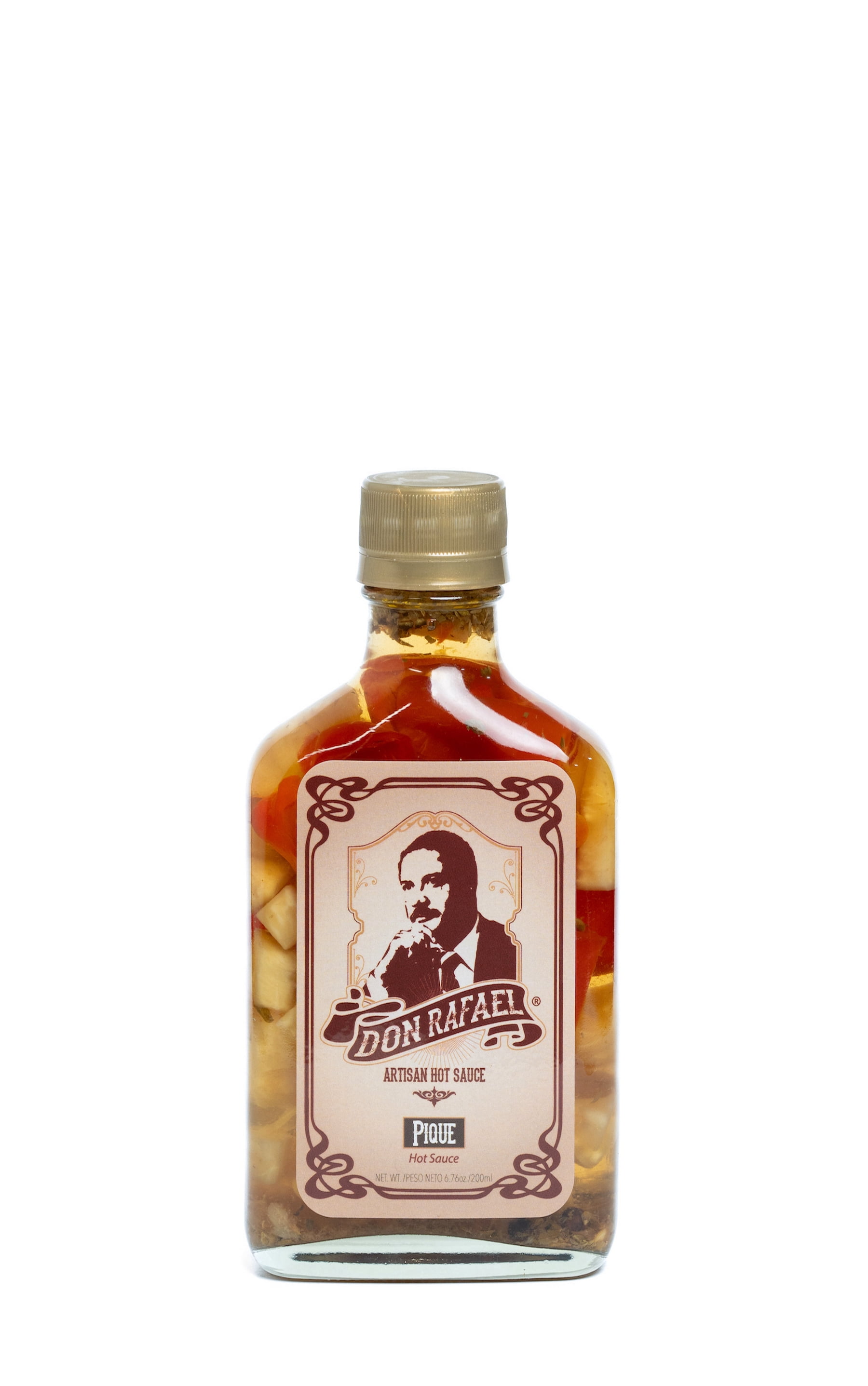 Don Rafael Artisan, Pique Cured with Pineapples, 6.76 oz, Hot Sauce, Glass Bottle, No Allergen.