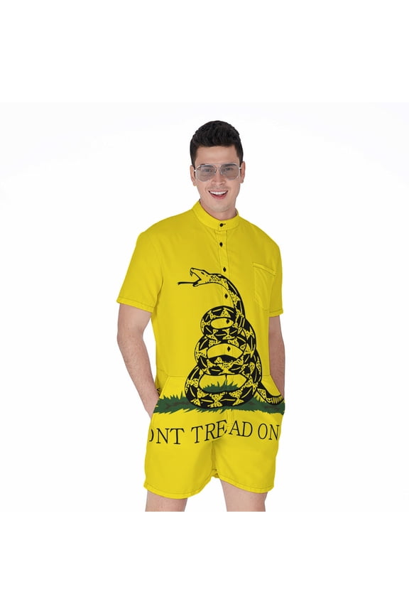 Don'T Tread On Me Gadsden Flag Short Sleeve Men'S Rompers Casual Summer Jumpsuits Outfit