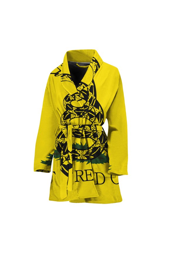 Don'T Tread On Me Gadsden Flag Women Bathrobe One Size Univeral Fits Fashion Lightweight Plush Fleece Long Robe For Women