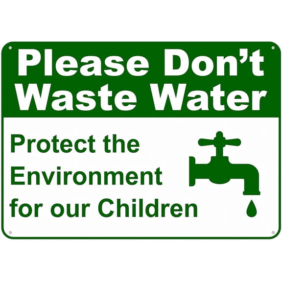 Don T Waste Water Tin Sign 8"x12" - Easy To Read & Sturdy, Keep Out Sign