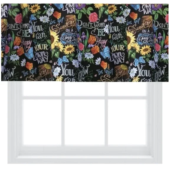 DonT Worry, Be Happy Valance, 42W X 14W Cotton Custom Window Treatment