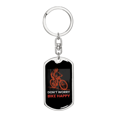 thumbnail image 1 of Don'T Worry Bike Happy Cycling Stainless Steel or 18k Gold Premium Swivel Dog Tag Keychain, 1 of 10
