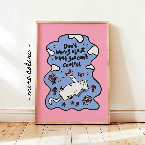 Don T Worry Cat Poster Pink Positive Affirmations Girly Motivational ...