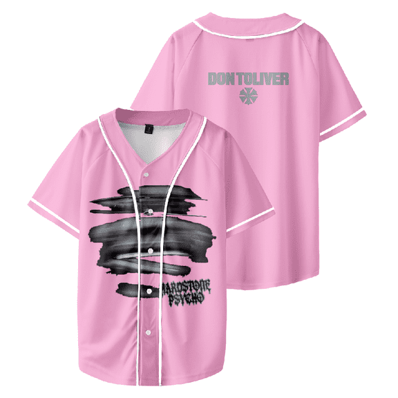 Don Toliver HARDSTONE Baseball Jersey V-neck Pink Tee Shirt Casual Tshirt