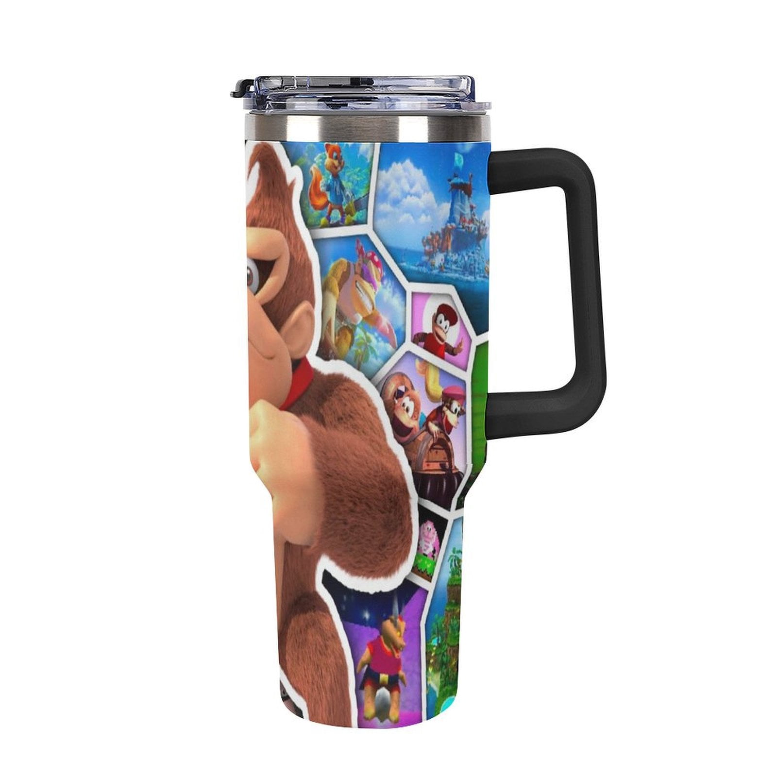 Don-key Kon Tumbler with Handle and Straw Lid Insulated Tumbler ...