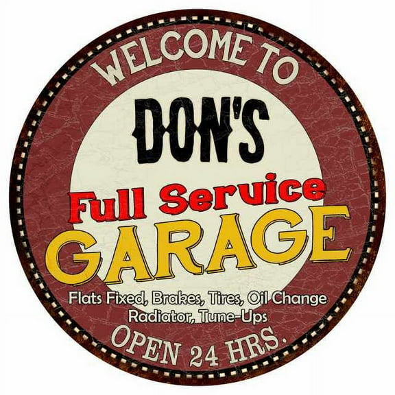 Don's Full Service Garage 14" Round Metal Sign Man Cave Décor 100140037008