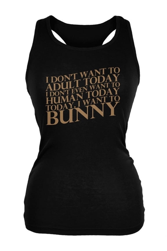 Don't Adult Today Just Bunny Rabbit Black Juniors Soft Tank Top - Large
