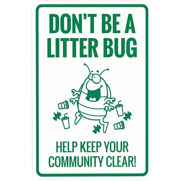 Don't Be A Litter Bug Keep Community Clean Sign 8"x12" - Metal Security Easy to Mount for Home Business Yard Street Road Indoor Outdoor